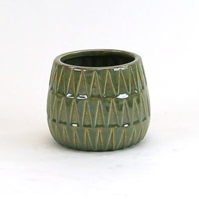 BOWL, TRIANGLE GREEN 5"W X4.25"H