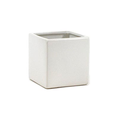 PLANTER, 3.75" SQUARE WHITE