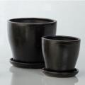 POT, DRAVA BLACK LG 7.5" X7.25"H