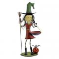 Witch Standing with a Broom & Red Bowl