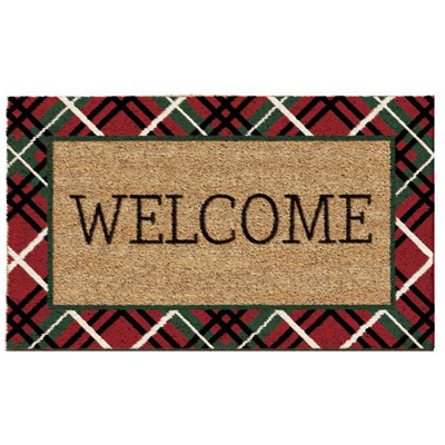 Holiday Plaid Welcome Doormat