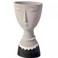 PLANTER,LADY W/PEARLS 6.85"WX12H