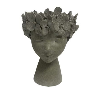 PLANTER, LADY HEAD W/HYDRANGEA