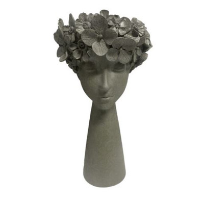 PLANTER,16" LADY HEAD W/HYDRANGE