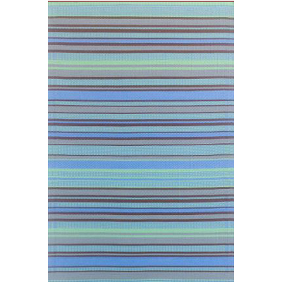 MAT, STRIPES GREY/AQUA 6'X9'