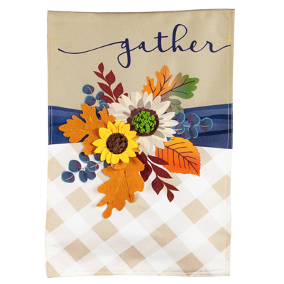 'Gather' Fall Flower Mini Flag