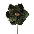 Dark Green Velvet Poinsettia Stem