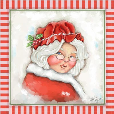 PILLOW, 18X18 P'MINT MRS SANTA