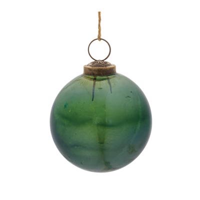 ORNAMENT, 3" GREEN GLASS BALL