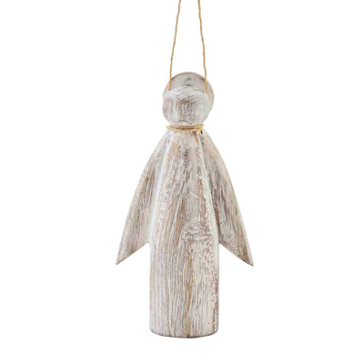 White Wood Angel Ornament