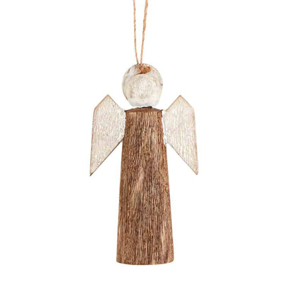 Natural Wood Angel Ornament