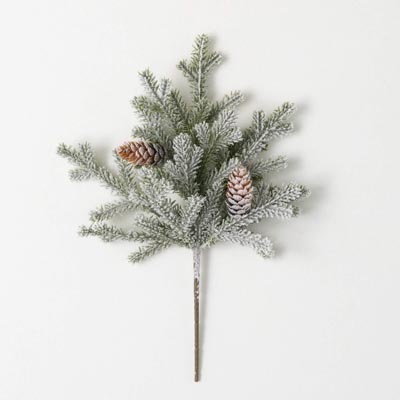 Flocked Winter Pine Pick - 13"