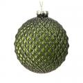 Quilted Olive Green Glitter Ball Ornament