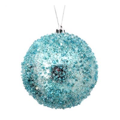 Iced Blue Ball Ornament 