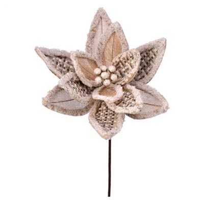 Tweed Burlap Poinsettia Stem