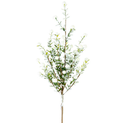 White Snowy Boxwood Berry Spray