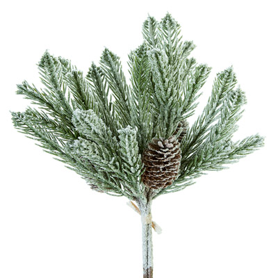 Flocked Pine Bundle with Pinecones