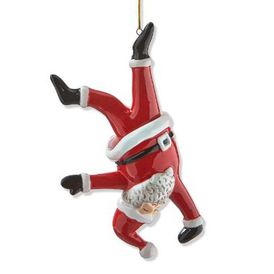 Santa Doing A Handstand Ornament