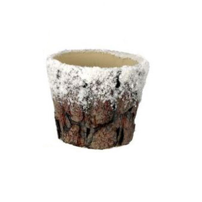 Bark Pot with Snow