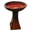 BIRDBATH, 20"H TROPICAL RED