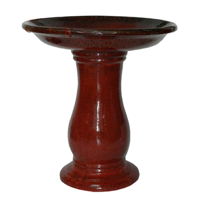 BIRD BATH, 25"H TROPICAL RED