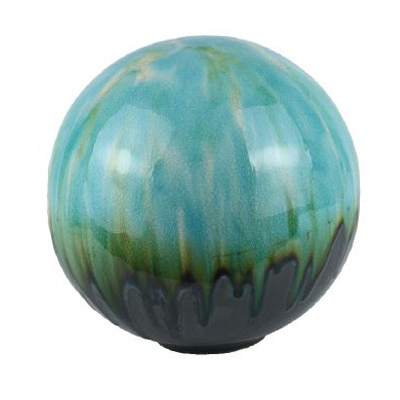 GAZING BALL, 10" GREEN CERAMIC