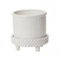 POT, JANE FOOTED WHITE 8" X 8"H