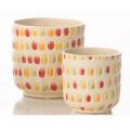 PLANTER, DECO WHITE/MULTI DOT 7"