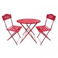 BISTRO SET, 3PC RED W/LEAF