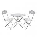 BISTRO SET, 3PC WHITE W/LEAF