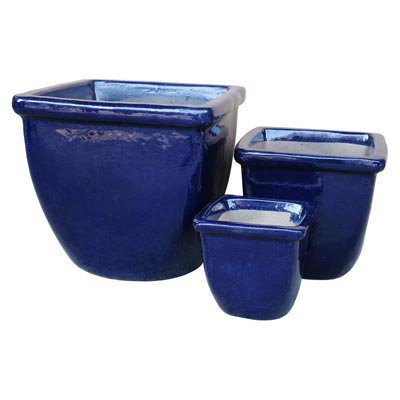 PLANTER, TITAN SQ COBALT 15"