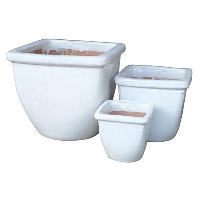 PLANTER, TITAN SQ WHITE 11"