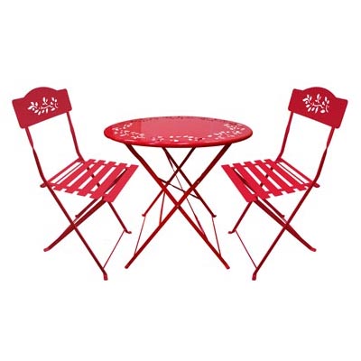 BISTRO SET, 3PC RED W/LEAF