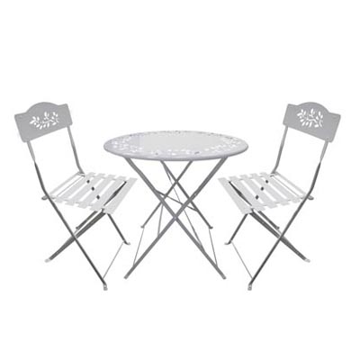 BISTRO SET, 3PC WHITE W/LEAF