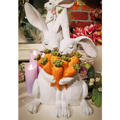 BUNNY COUPLE, 13" W/CARROT