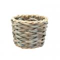 BASKET, 6.5" BLUE/BEIGE WOVEN