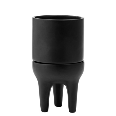 PLANTER, 4" BLACK 3-LEG W/SAUCER