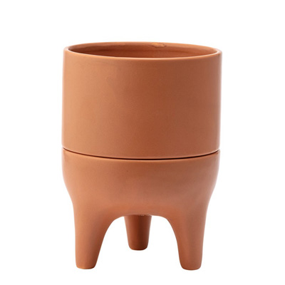 PLANTER,4" ORANGE 3-LEG W/SAUCER