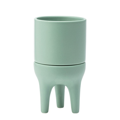 PLANTER, 4" GREEN 3 LEG W/SAUCER