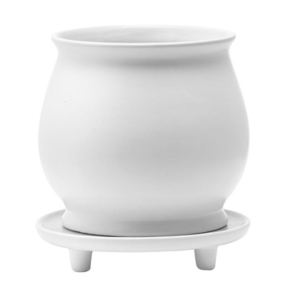 PLANTER, LG WHITE FOOTED 5.5"