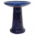 BIRDBATH, 16.5"W SM LEAF BLUE