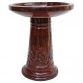 BIRDBATH, 16.5"W SM LEAF RED