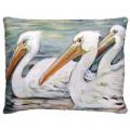 PILLOW, 19" X 24" WHITE PELICANS