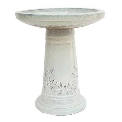 BIRDBATH, 16.5"W SM LEAF BEIGE