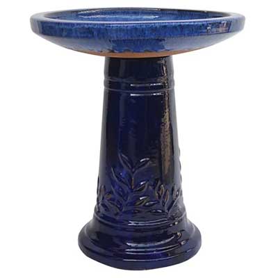 BIRDBATH, 16.5"W SM LEAF BLUE