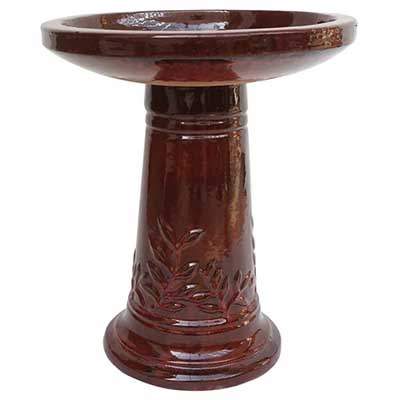 BIRDBATH, 16.5"W SM LEAF RED