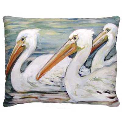 PILLOW, 19" X 24" WHITE PELICANS