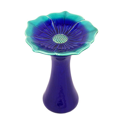 BIRDBATH, 21" SUNFLOWER BLUE