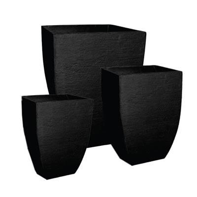 PLANTER, 12" SQ MODERN BLACK