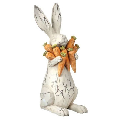 BUNNY WITH CARROTS, RESIN 11"